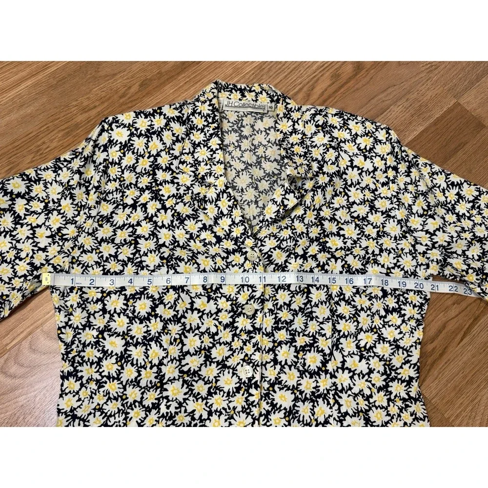VTG 80s 90s JH Collectibles 10 Navy Blue Yellow White Floral Skirt Set Union Tag
